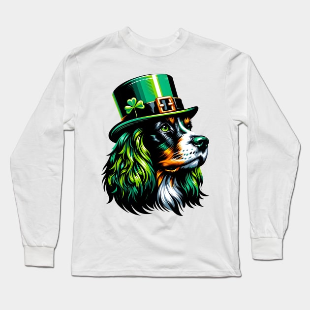 Field Spaniel Enjoys Saint Patrick's Day Fun Long Sleeve T-Shirt by ArtRUs